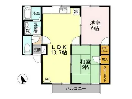 ファミール土井A棟(2LDK/1階)の間取り写真