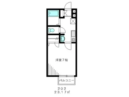 カーサ・デ・マデーラ(1K/2階)の間取り写真