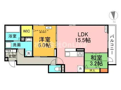 GEACH永田(2LDK/3階)の間取り写真