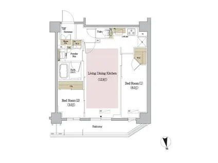 URBANEX新御徒町(2LDK/11階)の間取り写真