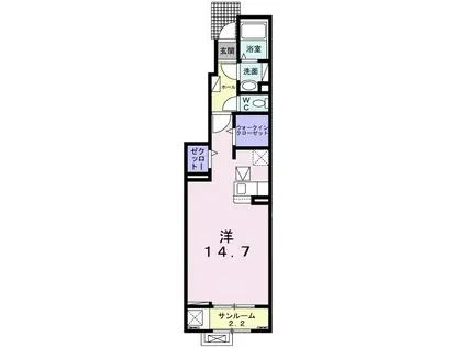 リンデン ハウスB(ワンルーム/1階)の間取り写真