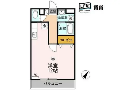 アバンウェル今井町I番館(ワンルーム/1階)の間取り写真