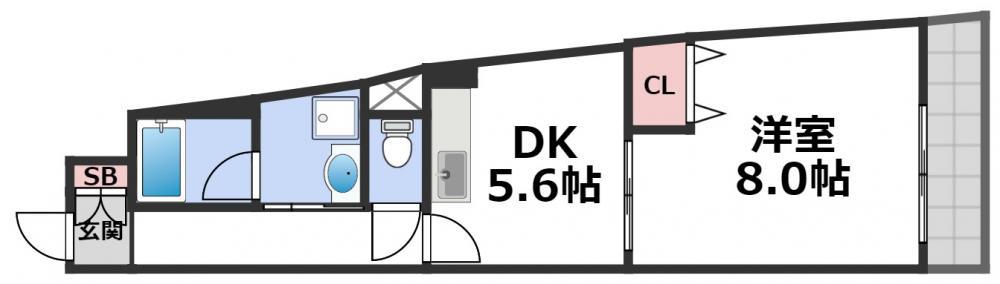 ベルビュー7番館(1DK/7階)の間取り写真