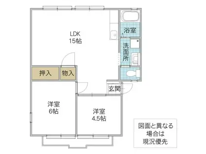 フローレスうしく(2LDK/1階)の間取り写真