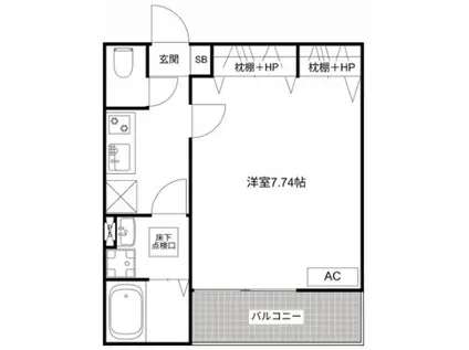 エムクアトロ柏III(1K/1階)の間取り写真
