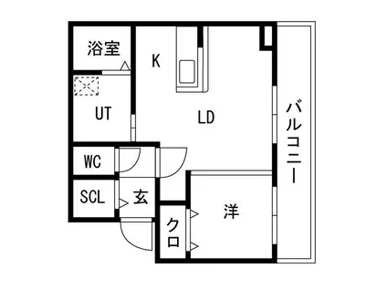CARRERA福住 2ND(1LDK/2階)の間取り写真