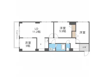 サイレンス宮の森札幌(3LDK/4階)の間取り写真
