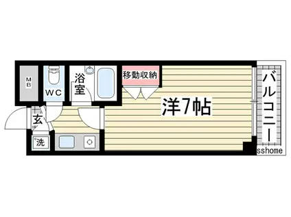 リアライズ六甲III(1K/3階)の間取り写真