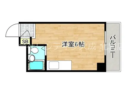 ハイツ中川(ワンルーム/4階)の間取り写真