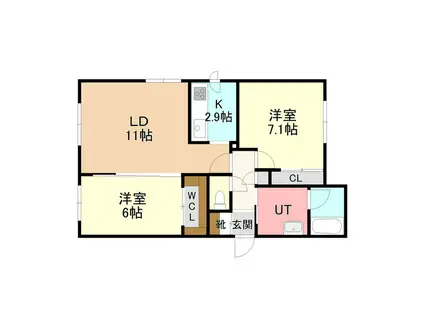 VERT TERRASSE ヴェールテラス(2LDK/1階)の間取り写真