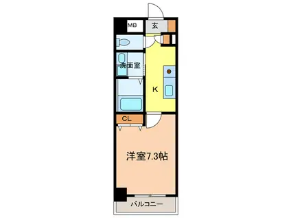 カタヤビル(1K/6階)の間取り写真