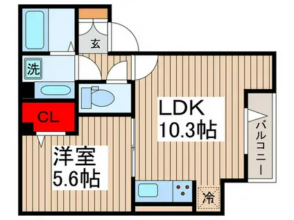 ルリアン中村(1LDK/1階)の間取り写真