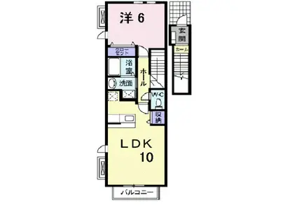 カーサヴェルノI(1LDK/2階)の間取り写真