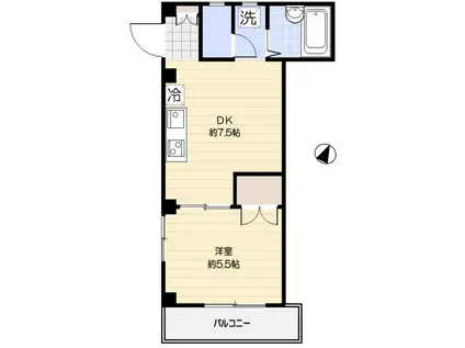 ドエルグランデュール(1DK/2階)の間取り写真