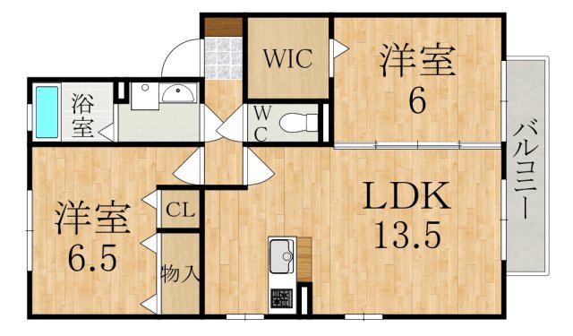 コート宮ノ下(2LDK/2階)の間取り写真