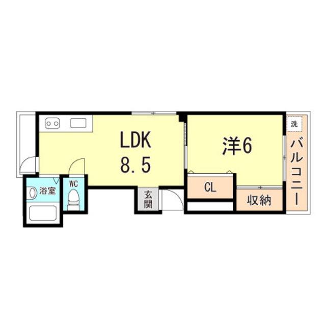 ココロ戎町(1LDK/2階)の間取り写真