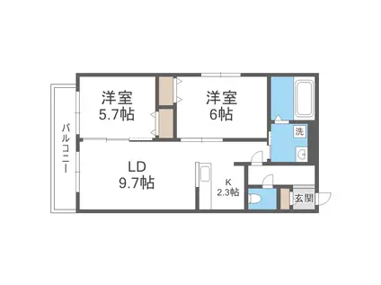 モク チトセ(2LDK/3階)の間取り写真