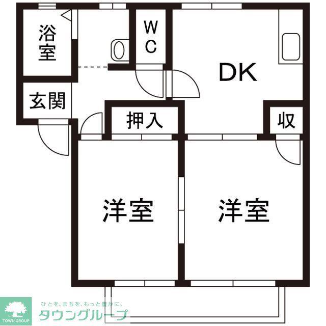 サウスゲートコーポ A棟(2DK/1階)の間取り写真