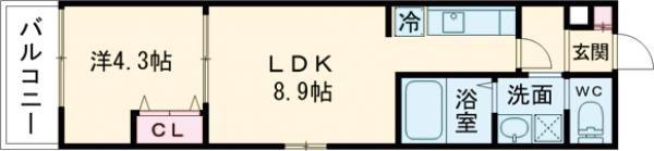 ALEGRIA垂水(1LDK/2階)の間取り写真