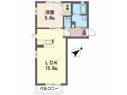 カーサ ポラール(1LDK/1階)の間取り写真