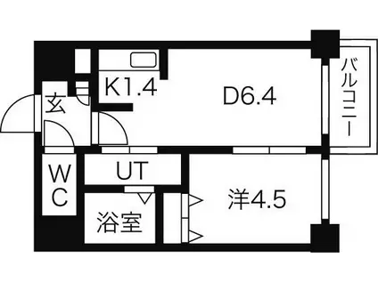 シュクル医大南(1LDK/8階)の間取り写真