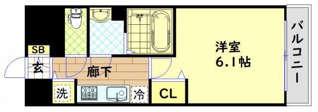 プレサンス松屋町ファステ(1K/12階)の間取り写真