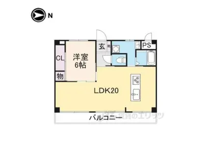 大西ビル(1LDK/4階)の間取り写真