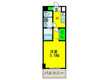 レクシア平野ディオ(1K/9階)の間取り写真