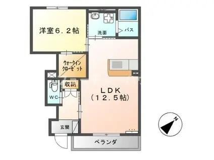 グランヒルズ(1LDK/1階)の間取り写真