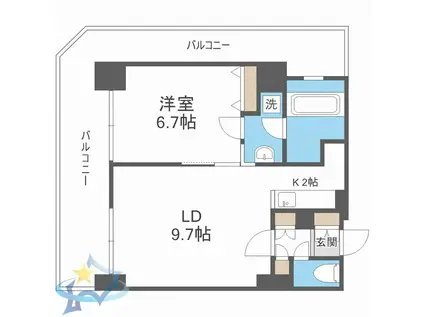 グランドタワー札幌(1LDK/23階)の間取り写真