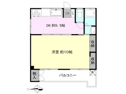 青木グリーンハイツ(1DK/3階)の間取り写真