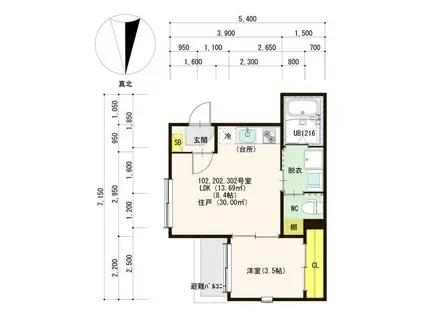 DORSIA(1LDK/2階)の間取り写真