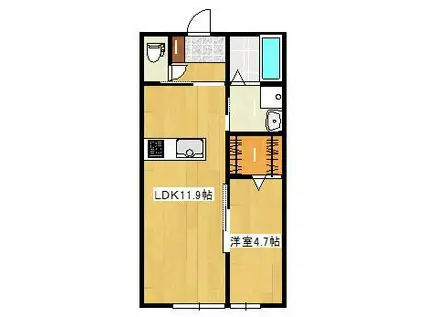 YOU COURT 大小路(1LDK/2階)の間取り写真