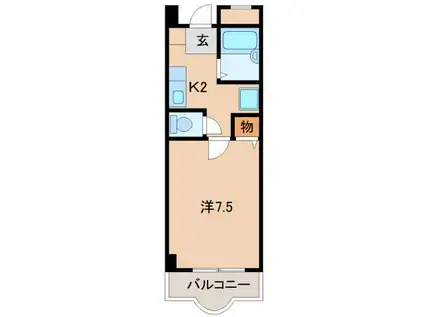 グランメール三葛(1K/2階)の間取り写真