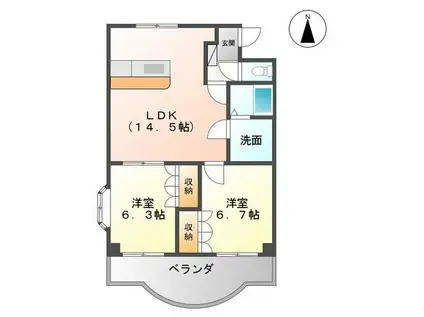 DEAR COAT AMOUR II(2LDK/2階)の間取り写真