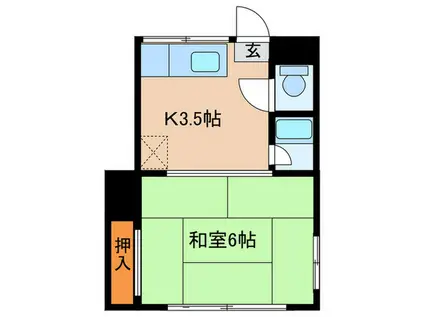 スミレハイツB棟(1K/2階)の間取り写真