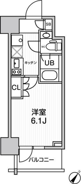 JMFレジデンス北品川(1K/8階)の間取り写真