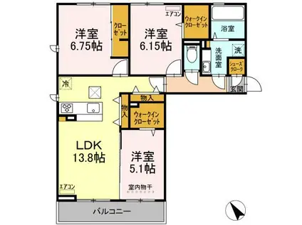 サンブライトA(3LDK/1階)の間取り写真