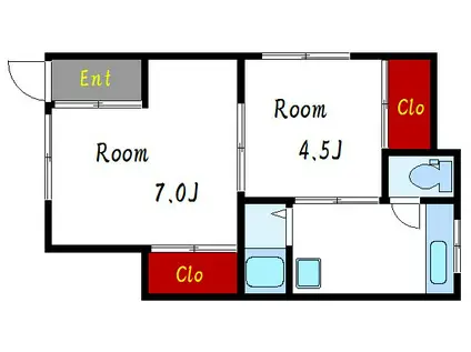 第二横山荘(2K/1階)の間取り写真