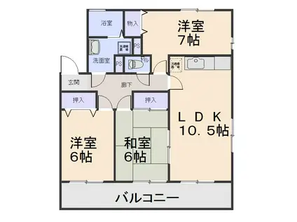 リゾートハイツ 新生町A(3LDK/1階)の間取り写真