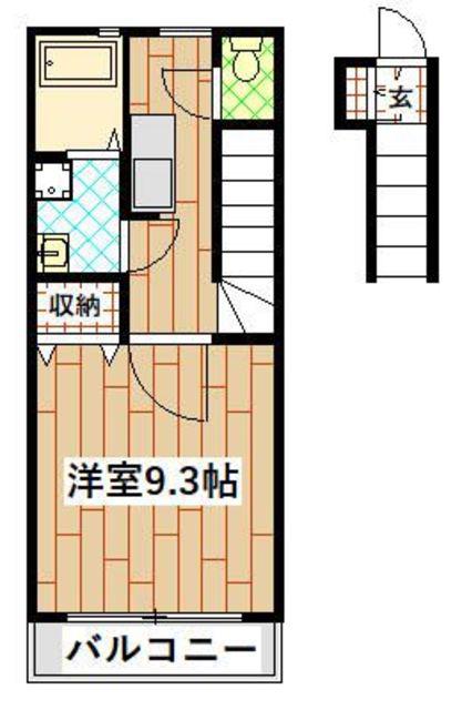 パーシモン(1K/2階)の間取り写真