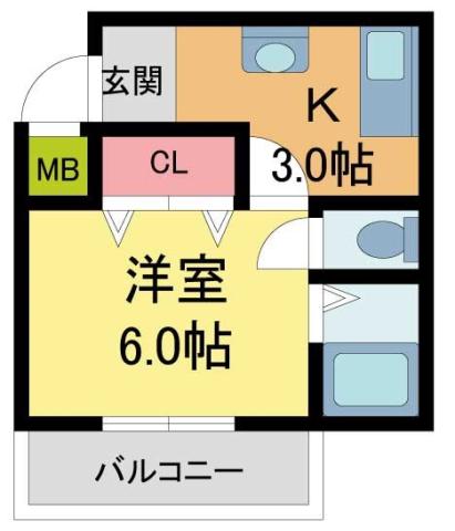 シャンラヴィヌ(1K/1階)の間取り写真