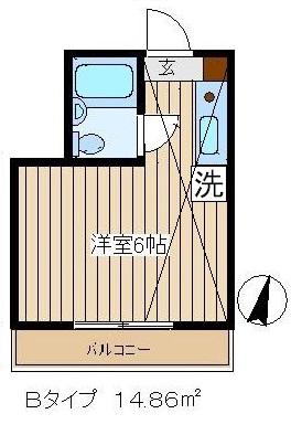 ヴィラージュF(ワンルーム/2階)の間取り写真