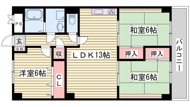 メゾン花北(3LDK/4階)の間取り写真