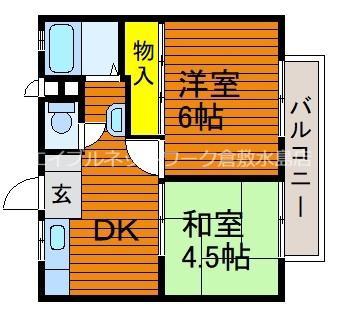 高見ハイツB(2DK/2階)の間取り写真