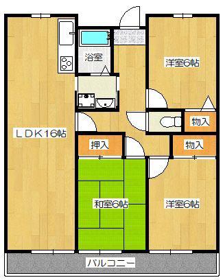 大産春日マンション(3LDK/1階)の間取り写真