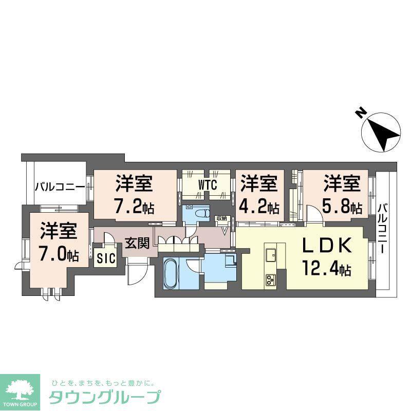 フェリシード野沢(4LDK/2階)の間取り写真