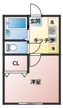 スカイピア(1K/2階)の間取り写真