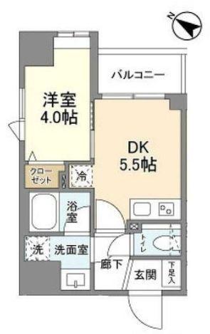 リビオメゾン日本橋久松町(1DK/2階)の間取り写真