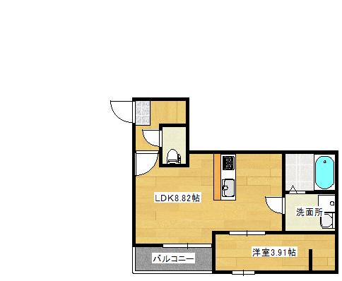 フリートフォルヴィラ古江新町A(1LDK/3階)の間取り写真